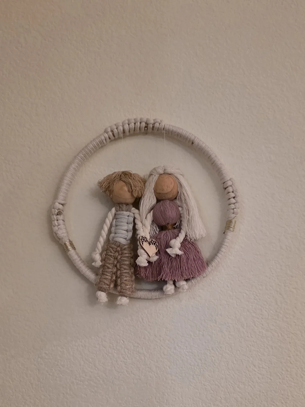 Macramé Couple Portrail Wall Hanging Love Handmade Boho Cottagecore